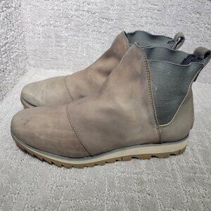 Sorel Harlow Women's Size US 8.5 Gray Taupe Leather Chelsea Pull On Ankle Boots
